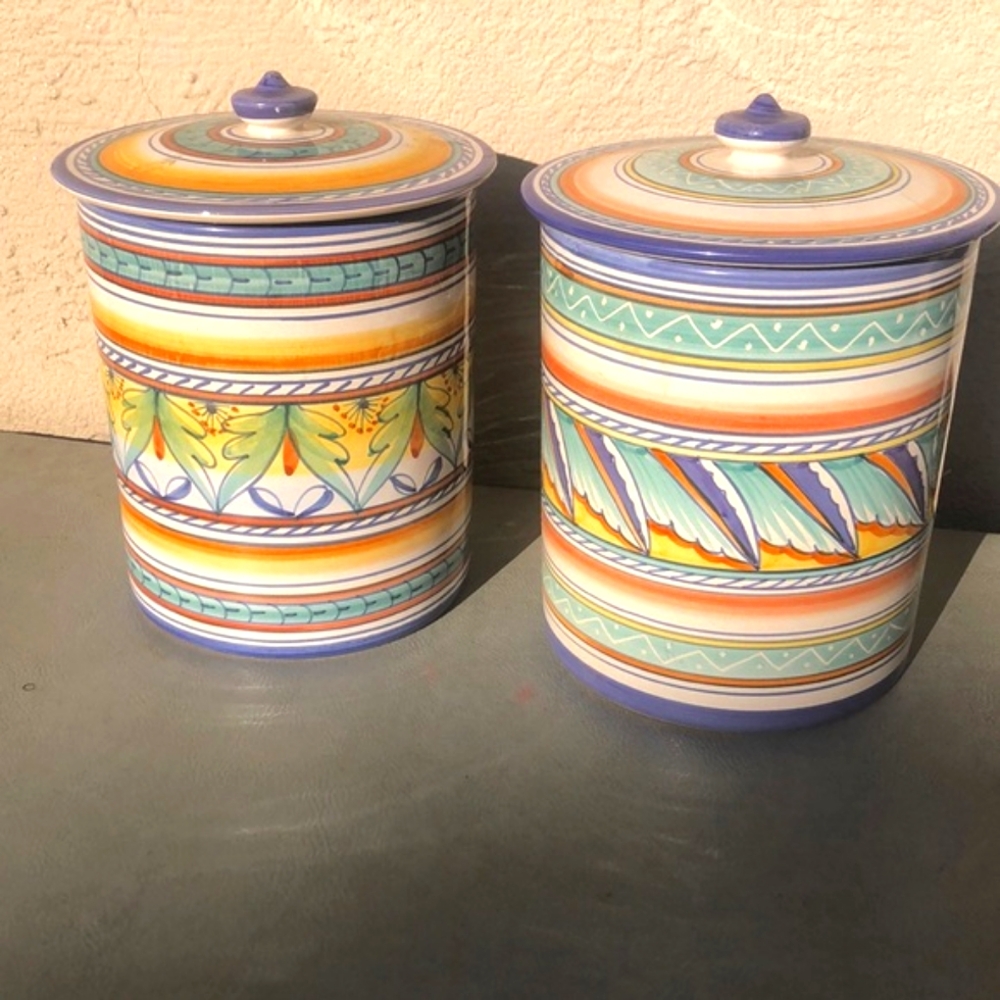 Starbucks Italy Art decor Storage Jars 2 Jar Bundle